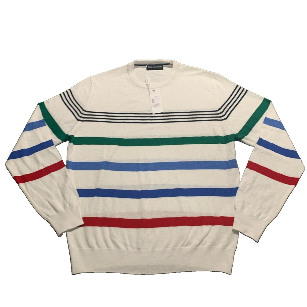 Bullock & Jones Men's Striped Crewneck Sweater Size M 50 Cotton Blend NWT Italy